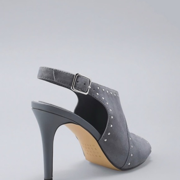 White House Black Market Gray Suede Studded Heels | Size 8 - Picture 5 of 8